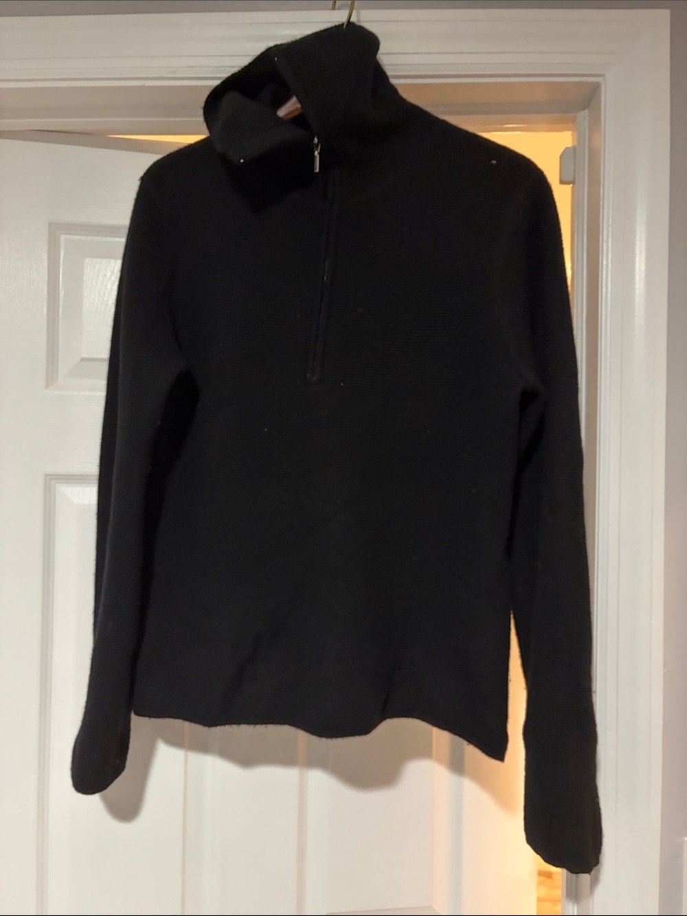 Black Half cashmere Zip Women's Sweater